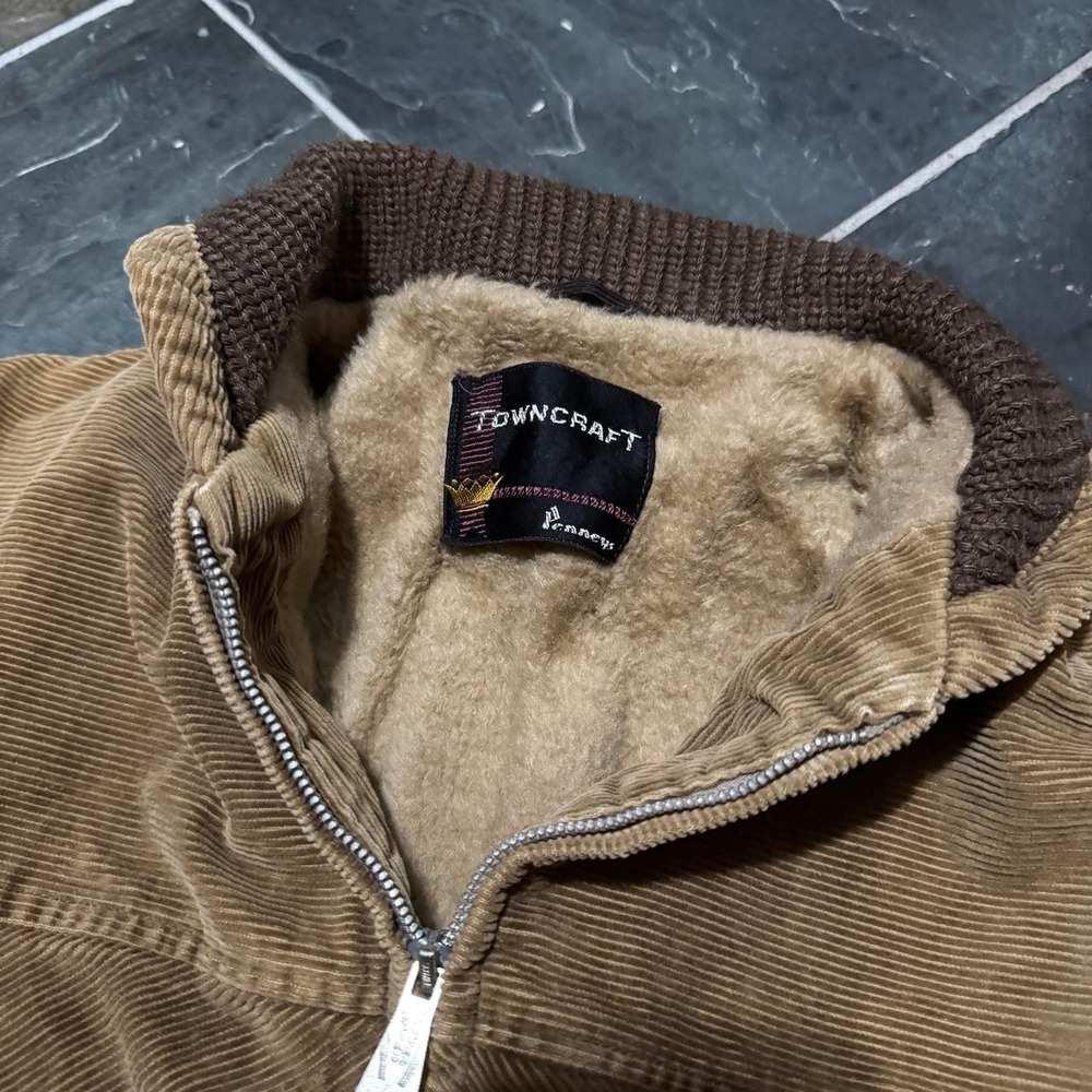 VINTAGE 60s Pennys Towncraft brown Corduroy Sherpa Jacket - Large - Picture 6 of 8